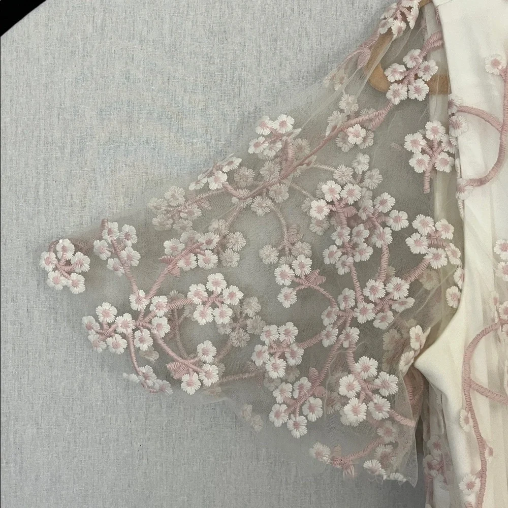 Baltic Born Cherry Blood embroidered belted Cream Maxi Dress - Picture 5 of 8